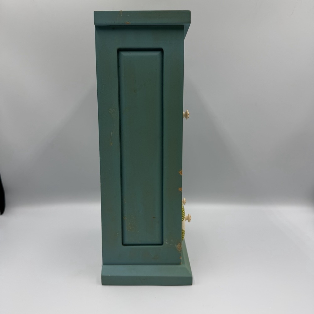 Pfaltzgraff Pistoulet Wooden Bulova Mantel Clock Blue Farmhouse Vintage Decor - Picture 4 of 11
